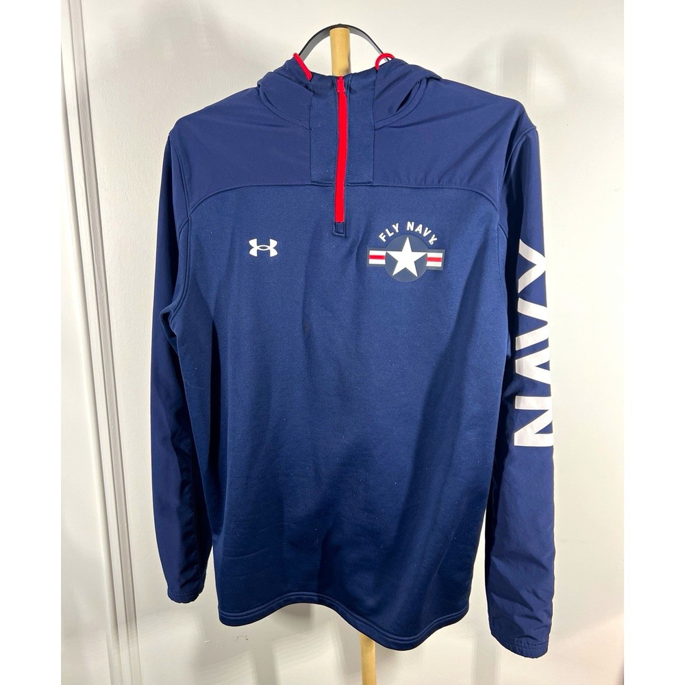 Under Armour Fly Navy Quarter Zip Hoodie Mens Large Navy US Naval Aviation